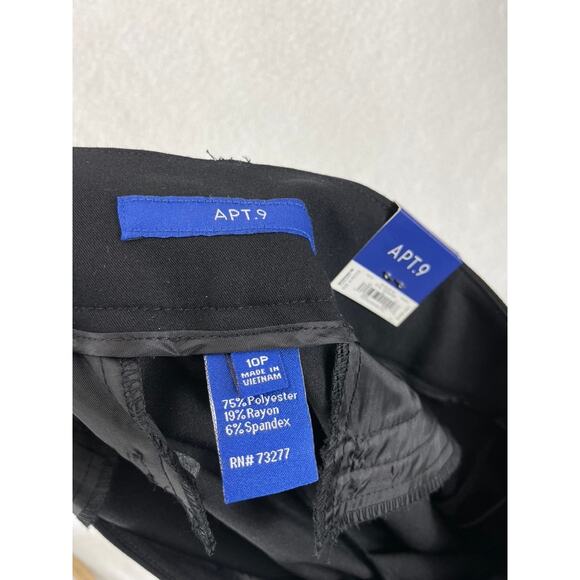 Apt. 9 Womens' Trouser Mid Rise Straight Relaxed Leg Opening Black 10P New - Picture 9 of 9